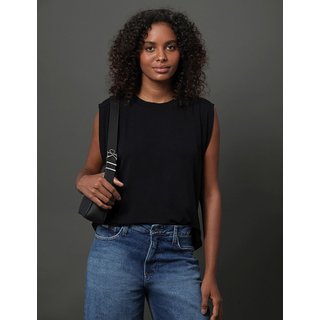 Regata Feminina Pregas Ombro Calvin Klein Jeans - Preto Calvin Klein Jeans