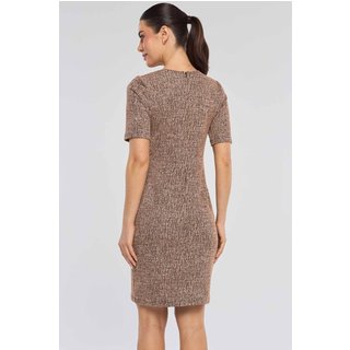 Vestido Curto PKS Alfaiataria Tweed Elegance Marrom