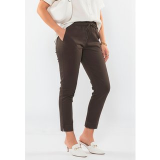 Calça Sarja Feminina Cintura Alta com Elastano e Amarração Conforto e Estilo Casual Verde Militar