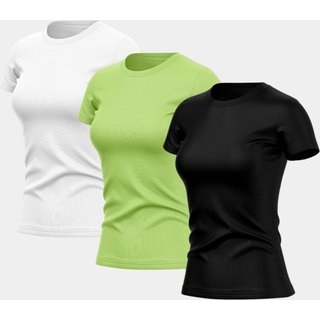 Kit 3 Camisetas Manga Curta Feminina Dry Básica Lisa Proteção Solar UV Térmica Blusa Academia Esporte Camisa