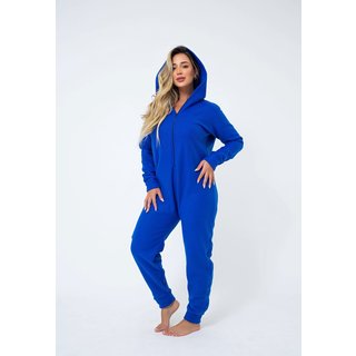 Pijama Soft Feminino Adulto Mulheres Confortável Quentinho Conjunto Plush Roupa Inverno 4 Estações Azul Royal