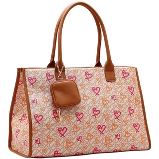 Bolsa Feminina Chenson Original Classic Heart Com Suporte Mala de Bordo Bege 3484988