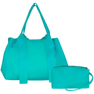Bolsa Feminina de Praia Silicone Impermeavel Com Necessarie Azul