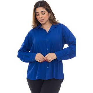 Camisa Social Manga Longa com Botões Tecido 100% Viscose Premium Casual - Azul