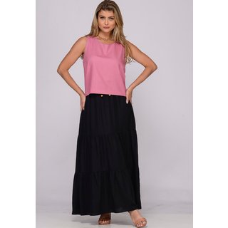 Saia Longa Viscose em Camadas B’Bonnie Luiza Preto