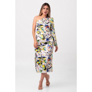 Vestido midi manga única sensuale amarelo labrava