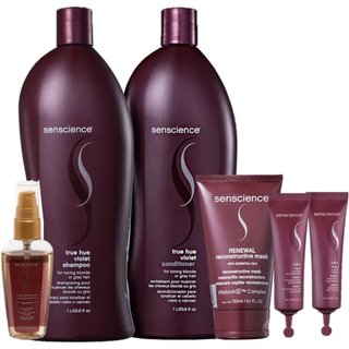Senscience True Hue Violet Duo 1L Renewal Mask 150ml CPR Tratamento Reconstrutor 2x25ml e True Hue Color Oleo 55ml