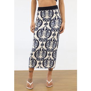 Saia Feminina FARM Midi Estampada Off-White