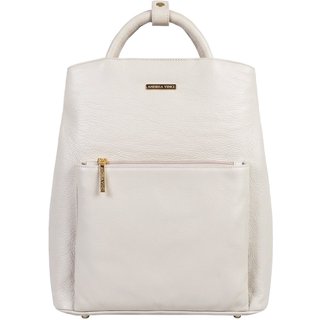 Mochila bolsa slim couro liso antifurto Lavínia - Marfim