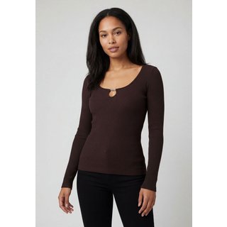 Blusa Feminina Lança Perfume Detalhe Metal Marrom