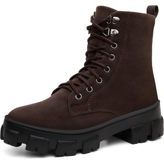 Bota Coturno Feminino Tratorado Café Camurça Estilosa Militar Santa Rosa