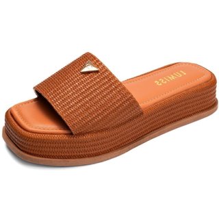 Tamanco Feminino Lumiss Sandália Flatform Confortável Juta Caramelo