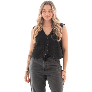 Colete Jeans Feminino Arauto Black Marmorizado