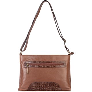 Bolsa Andrea Vinci Transversal De Couro Liso Antonela - Whisky
