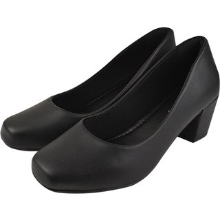 Sapato Scarpin CM Calçados Bico Quadrado Confort Preto Santorine
