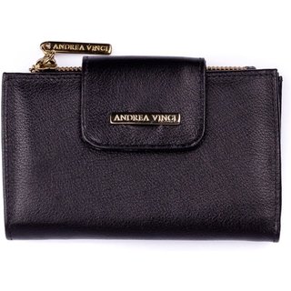 Carteira feminina de couro liso Lanna 10x15,5cm - Preto