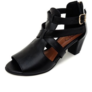 Sandália Couro Ankle Boot Amo Calçados Sophia Preta