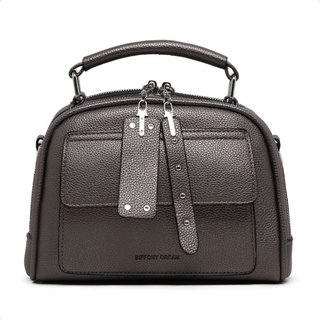 Bolsa Transversal Couro Bolsinha Feminina Moderna Compacta - Chumbo