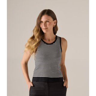Blusa Makenji Tricot Sem Manga Listrada Feminina Preta/branca