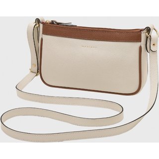 Bolsa Transversal de Couro Mariart Maragogi Off White/Camel