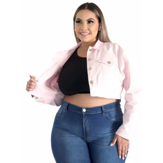 Jaqueta Feminina Sarja Plus Rose Cropp