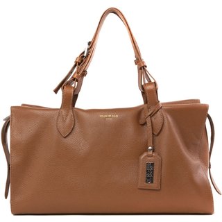 BOLSA FEMININA EM COURO ALÇA DE MÁO CARAMELO "BRUNA MAZZA"""