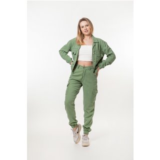 Calça Aero Jeans Cargo Joguer Linho Verde Menta