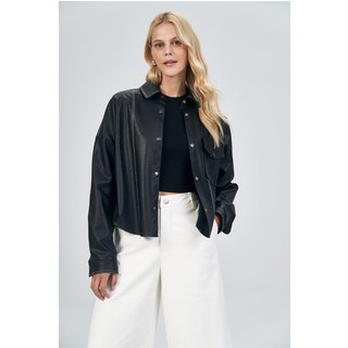 Camisa PU Pesponto Contraste Feminina Acostamento