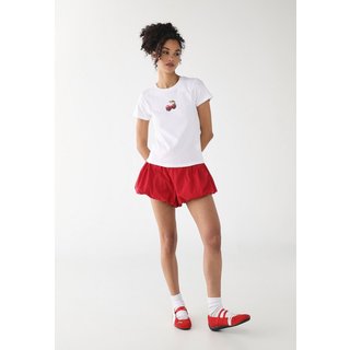 Camiseta Feminina Baby Tee Fiveblu Estampada Cherry Off White