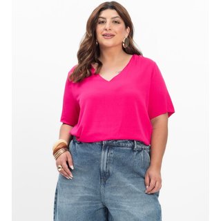 Blusa Manga Curta Feminina Plus Size Secret Glam Rosa