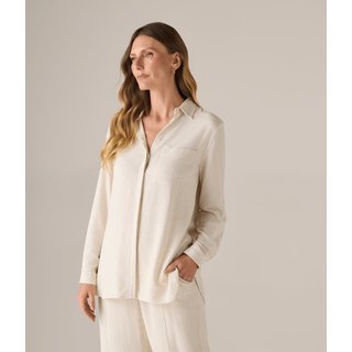 Camisa Makenji Vista Embutida Com Um Bolso Feminina Cru