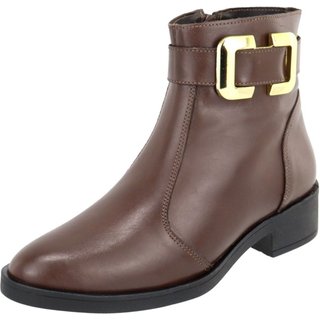 Bota em Couro Feminina Cano Curto Chocolate Lançamento Tellini Store