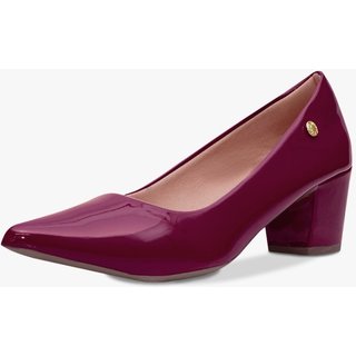 Scarpin Feminino Takata Salto Baixo Grosso Bloco Vinho Cereja Marsala