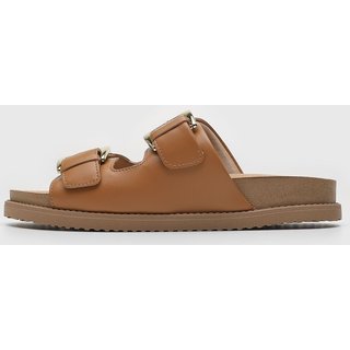 Rasteira Flat Comfortflex Fivelas Caramelo