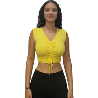 Blusa Cropped Justa Amarração Flor De Lis