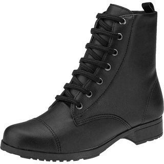 Bota Coturno Feminino Salto Baixo Conforto Blogueira Preto Napa