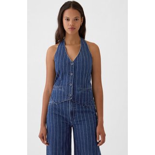 Colete Jeans GAP Slim Risca de Giz Azul-Marinho