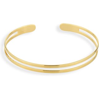 Bracelete Semijoia Fio Duplo Liso Polido Banhado A Ouro 18K Brc002-001 Dourado