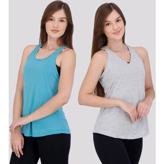 Kit 2 Regatas Area Bio Serena Feminina Azul e Mescla Branca