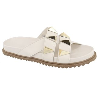 Sandalia Papete Rasteira Flat Feminina Off White Piramides Tellini Store
