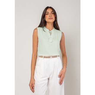 Regata Alfaiataria Com Amarração E Detalhe de Pompons Salvatore Verde