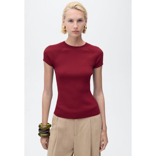 Blusa Feminina Mango Tricot Canelada Vermelha