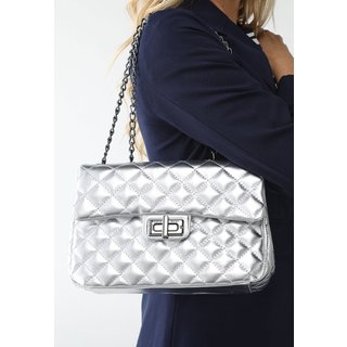 Bolsa Feminina Maria Milão Matelassê Prata Metalizada