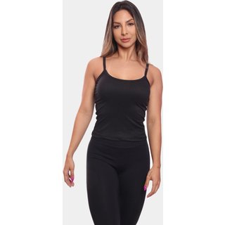 Regata de Alcinha Canelada Feminina Lisa Blusa Blusinha Básica Treino Academia Preta