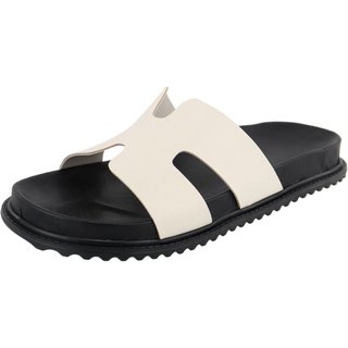 Papete H Rasteira Sandalia Confort Slide Verão Agnes Veronez OFF White