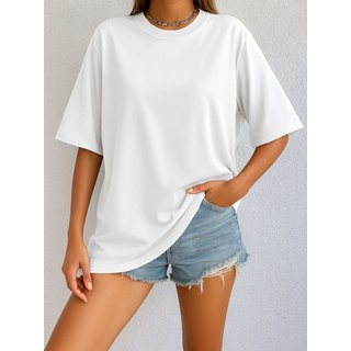 Camiseta Oversized Feminina Safira Moda Algodão Branco