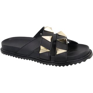 Sandalia Papete Rasteira Flat Feminina Preta Piramides Tellini Store