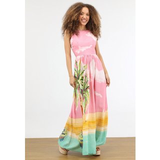 Vestido Feminino FARM Longo Estampa Tropical Rosa