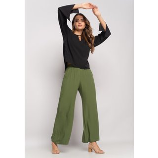 Blusa Manga Longa Flare Viscolinho Salvatore Preta