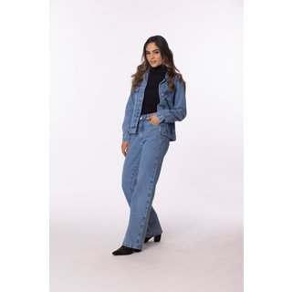 Calça Wide leg jeans Azul claro Aero Jeans